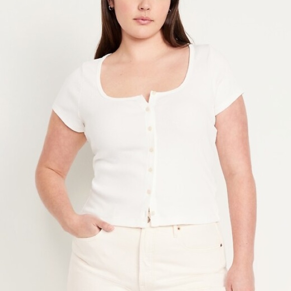 NWT Old Navy Rib-Knit Button Down Top in Sea Salt